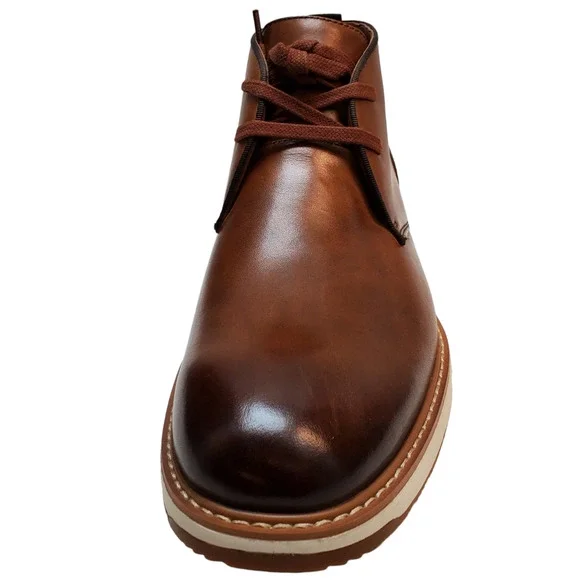 Vince Camuto Mens Shoes Soleh Leather Lace Up Brown Chukka Boots Cognac …